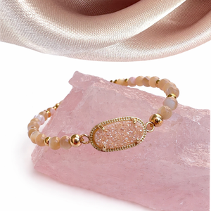 Peach Druzy Bracelet Peach Druzy Bracelet