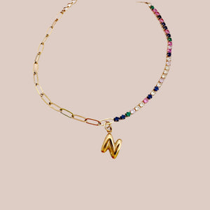 Initial Luxe Duo Bracelet/ Rainbow - Sara Saltos Jewelry Initial Luxe Duo Bracelet/ Rainbow - Sara Saltos Jewelry