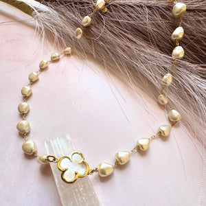 Classy Clover Pearl Necklace - Sara Saltos Jewelry Classy Clover Pearl Necklace - Sara Saltos Jewelry