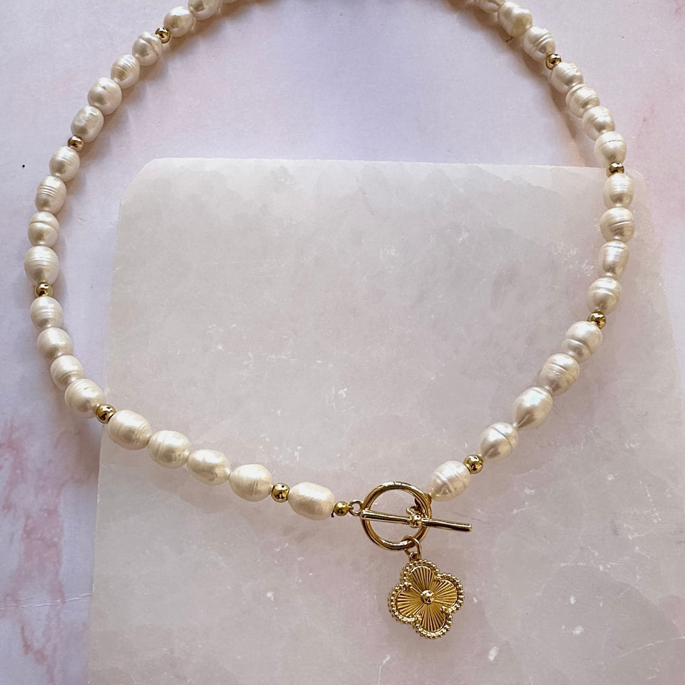 Enchanted Clover Pearl Necklace-Sold Out - Sara Saltos Jewelry