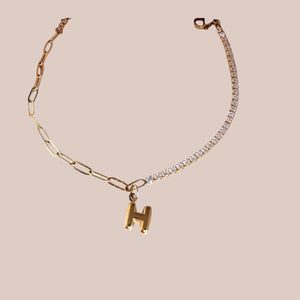 Initial Luxe Duo Bracelet/ Clear - Sara Saltos Jewelry Initial Luxe Duo Bracelet/ Clear - Sara Saltos Jewelry