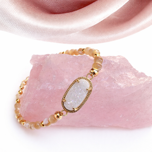 White Druzy Bracelet - Sara Saltos Jewelry White Druzy Bracelet - Sara Saltos Jewelry