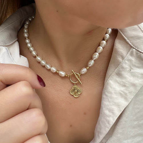 Enchanted Clover Pearl Necklace-Sold Out - Sara Saltos Jewelry