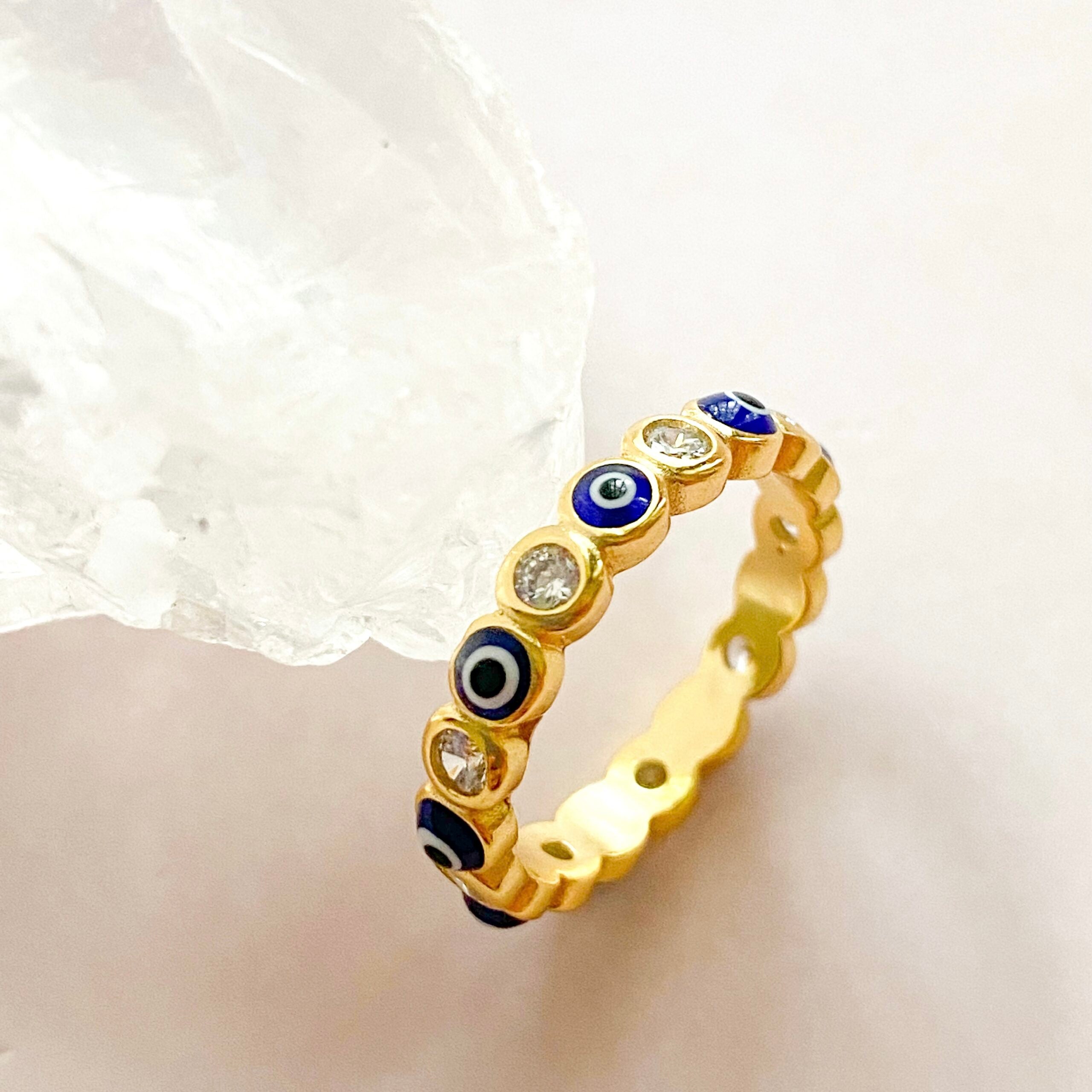 Blue Protection Evil Eye Ring