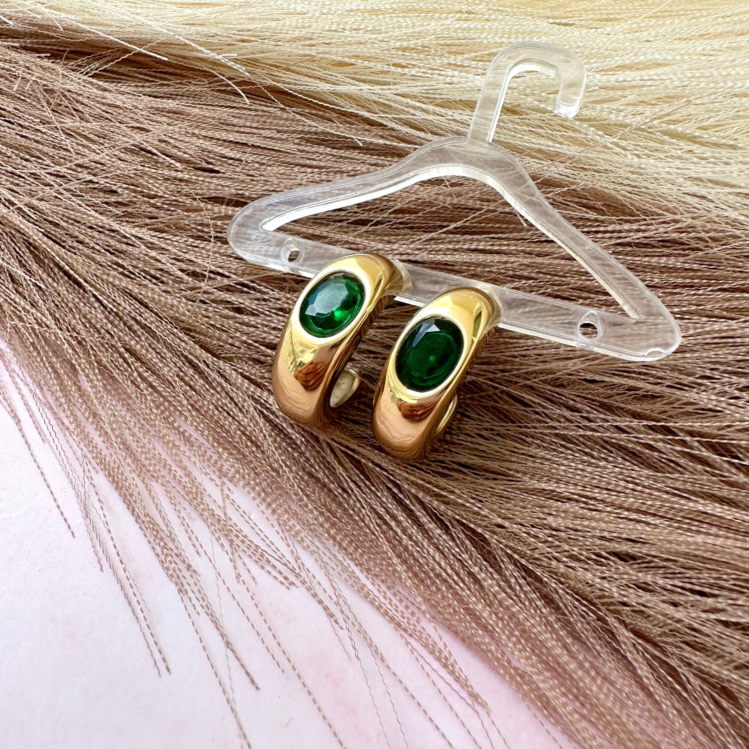 You're a Gem Green Hoops - Sara Saltos Jewelry You're a Gem Green Hoops - Sara Saltos Jewelry