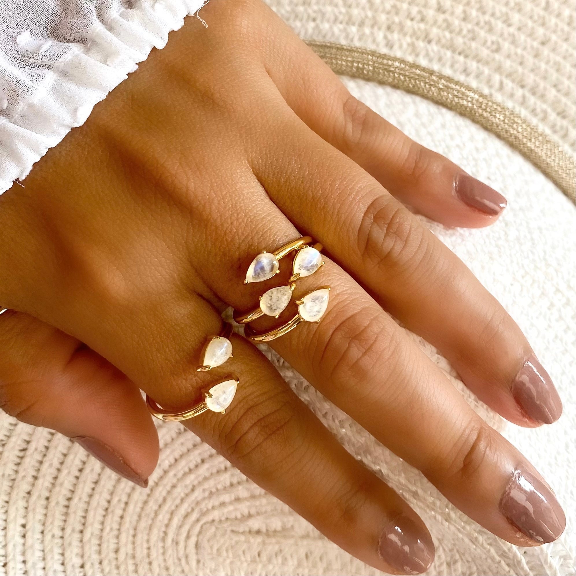 Tears of Happiness Gold Moonstone Ring