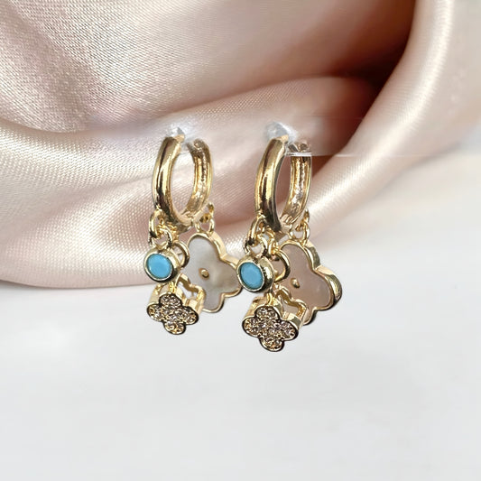 Iris Trio Charm Huggies - Sara Saltos Jewelry