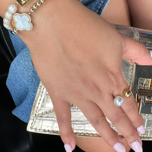 Pearl adjustable Ring. - Sara Saltos Jewelry
