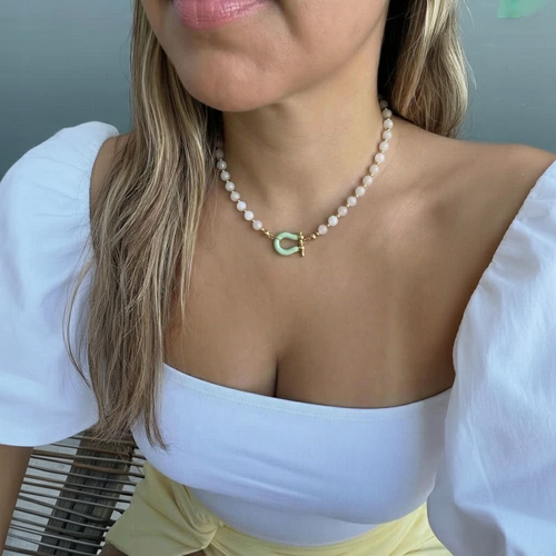 Mint Glow Moonstone Necklace - Sara Saltos Jewelry