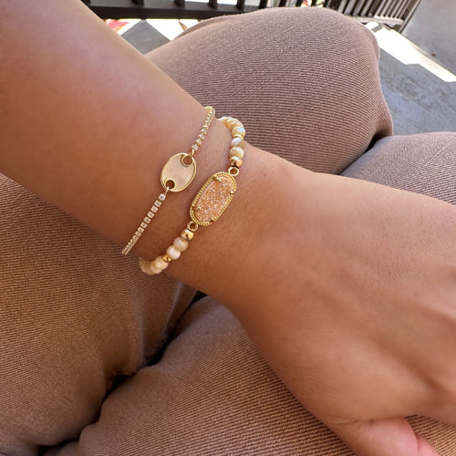 Peach Druzy Bracelet