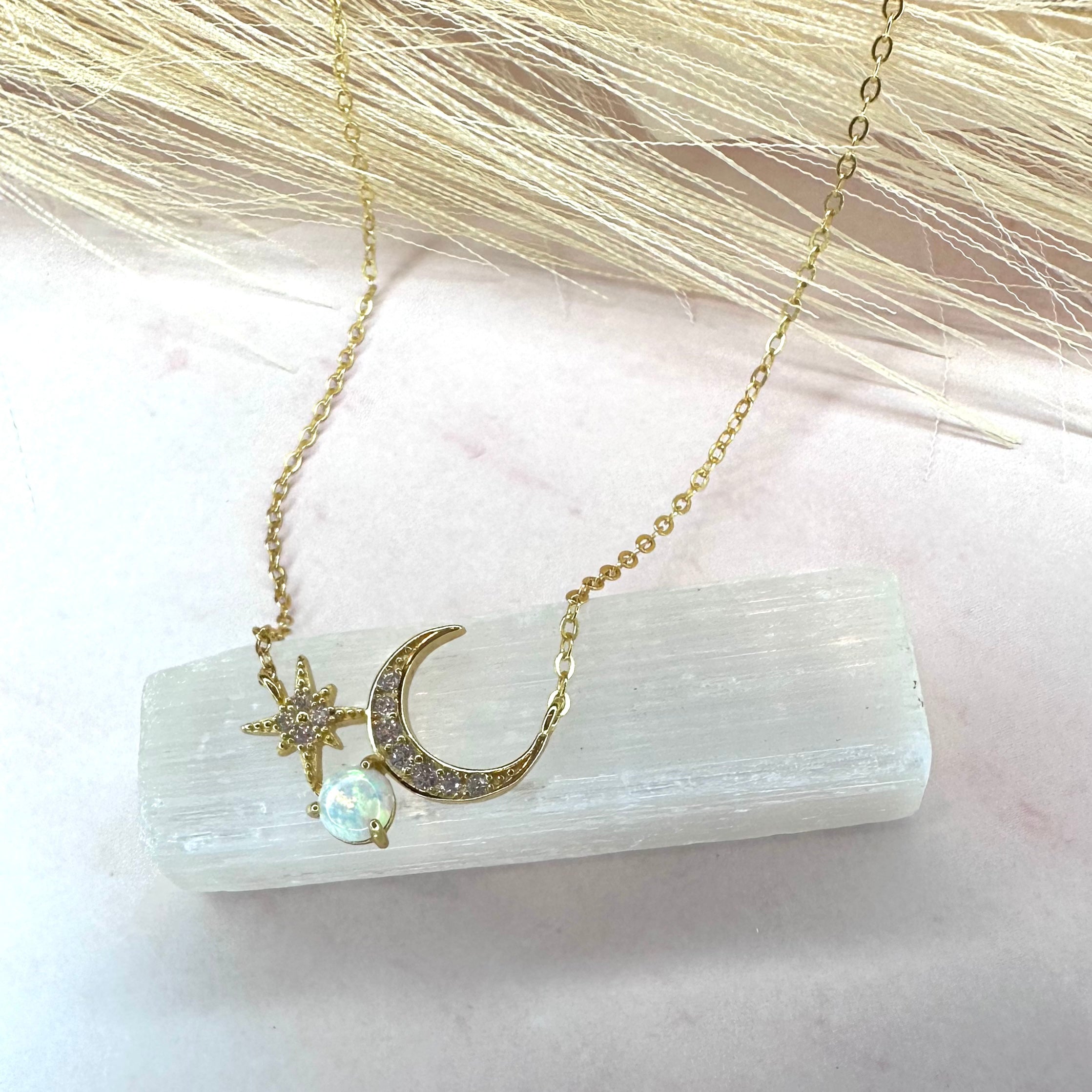 Sweet Opal Moon Necklace - Sara Saltos Jewelry