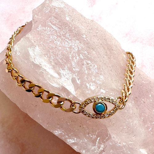 Tuquoise Eye Greek Bracelet - Sara Saltos Jewelry