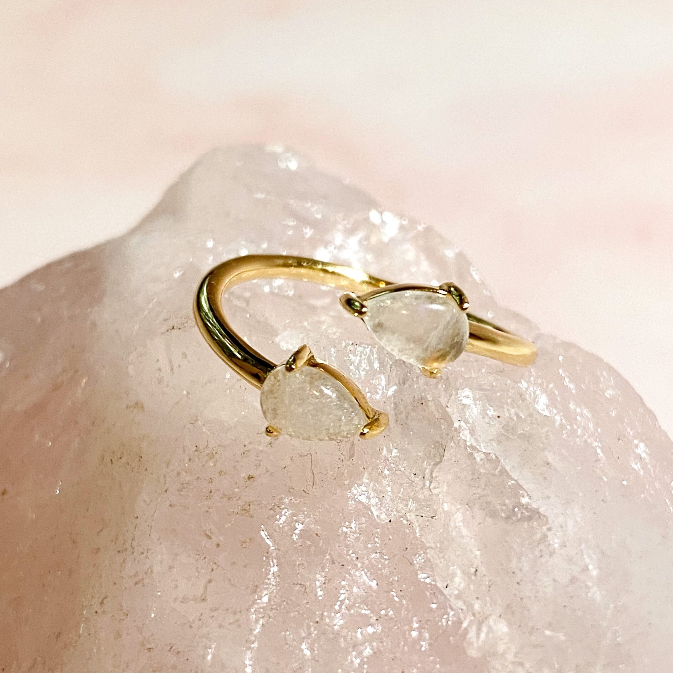 Tears of Happiness Gold Moonstone Ring - Sara Saltos Jewelry